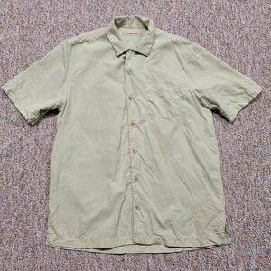 Tommy Bahama Shirt Mens Medium Green Silk Button Up Hawaiian Aloha Camp Tropical